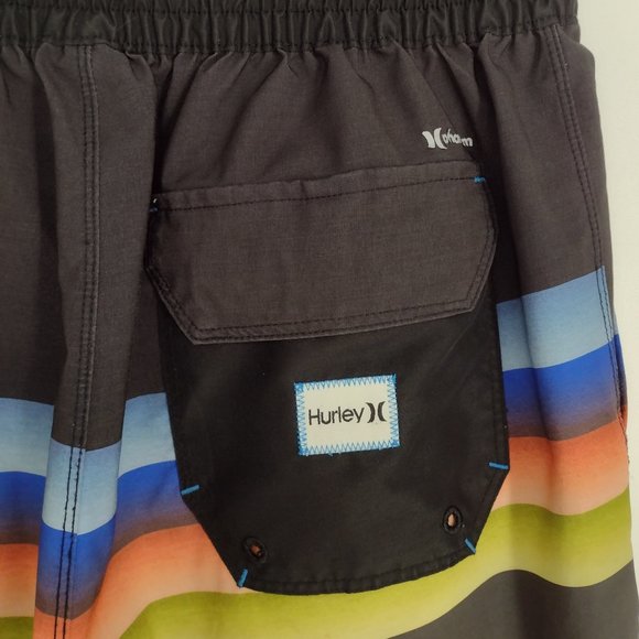 Hurley Phantom Rainbow Striped Blue Red Green & Black Skate Surf Board Shorts - Picture 4 of 9